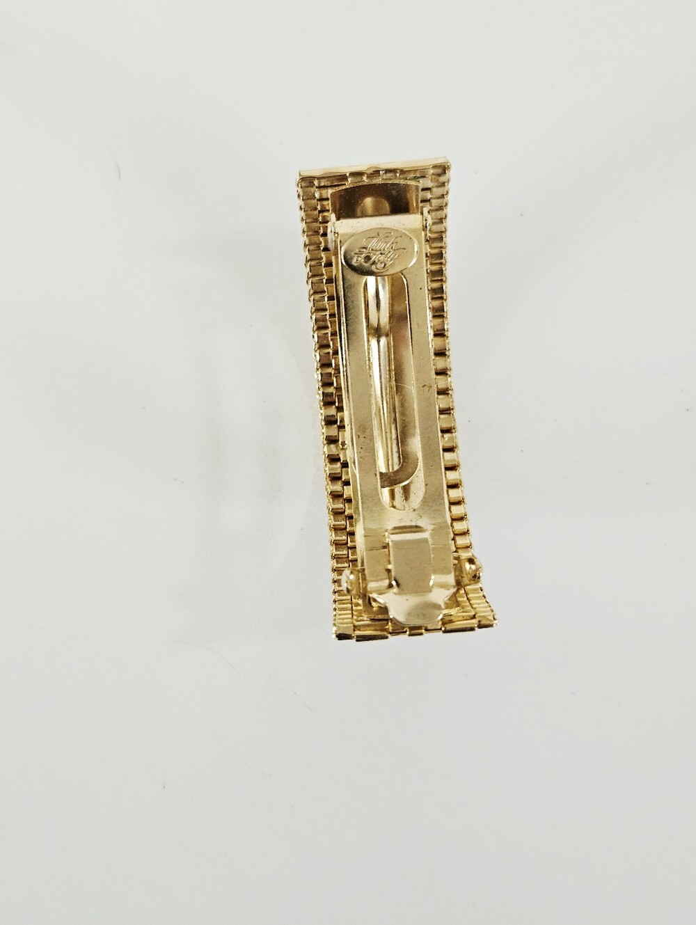 Vintage Kirks Folly Gold Tone Metal Woven Mesh Domed Textured Hair Clip Barrette - Picture 6 of 10